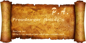 Pressburger Abdiás névjegykártya
